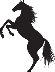 Black Silhouette of a Rearing Horse, Vector Illustration