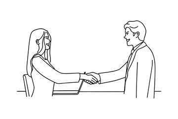 Businesswoman and Businessman Handshake Deal Agreement Meeting