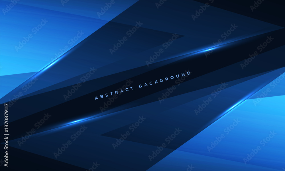 Poster abstract blue background with geometric dynamic glowing diagonal lines. modern trandy dark blue back