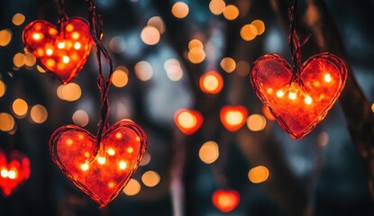 A Valentine's Day background with floating red hearts, creating an enchanting and romantic atmosphere.