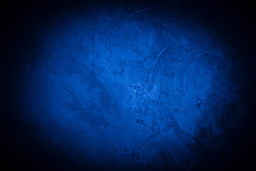 Old wall pattern texture cement blue dark abstract  blue color design are light with black gradient background.