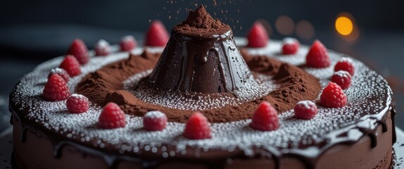 indulgent chocolate cake with fresh raspberries - decadent dessert delight