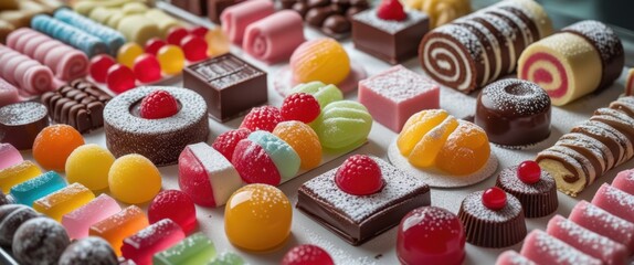 tempting assortment of colorful candy in display case