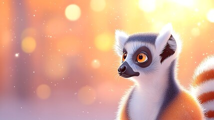 Fototapeta premium Lemur in Winter Sun