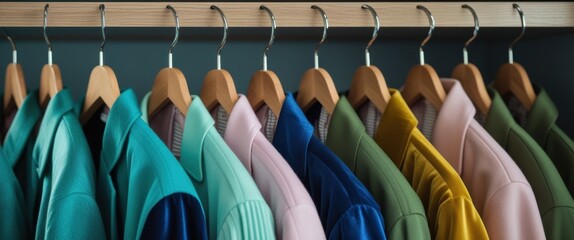vibrant fashion display with colorful variety of shirts