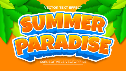 Summer text effect 3d editable text effect with background illustration