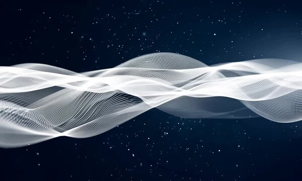 Loop abstract white particles wave abstract technology background