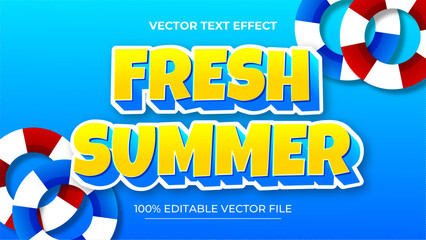 Summer fresh 3d text style effect themed happy summer holiday
