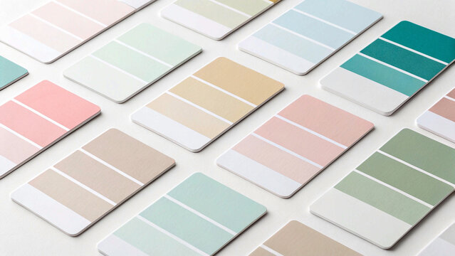 Pastel Color Swatch Cards, Gradient Tone Samples, Interior Design Color Palettes