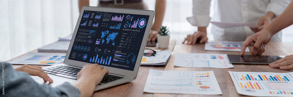 Aufkleber business data dashboard provide business intelligence analytic for marketing strategy planning brisk