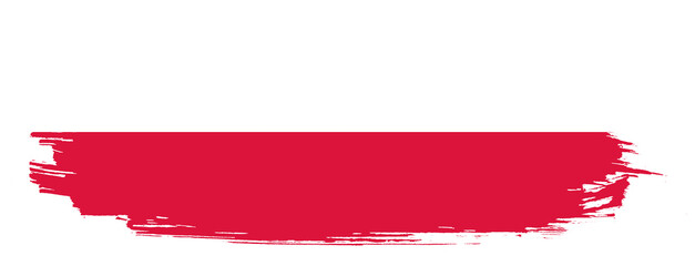Poland's creative flag on a brush stroke. National symbol of poland white red flag with artistic style.