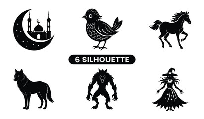 farm animals icons set, Farm Animals 6 silhouette  collection, creative, modern,
Clean, aesthetic silhouette design on a white background.
