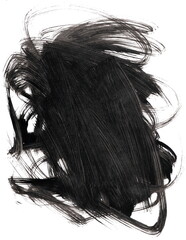 Fototapeta premium Abstract brush strokes of black paint applied with a stiff brush on a white background. Artistic brush stroke with coarse texture suitable for background, design or artwork.