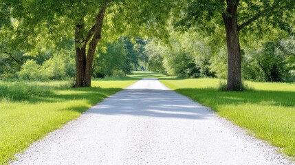 Obraz premium Sunlit country road through lush greenery