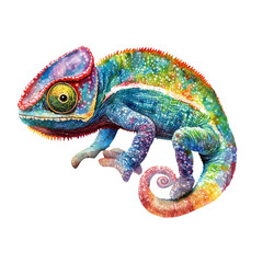 Obraz premium Colorful Chameleon Illustration Isolated on Transparent Background