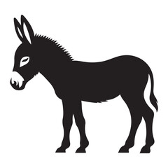 Black Donkey Vector Illustration Silhouette for Ranch or Farm Use