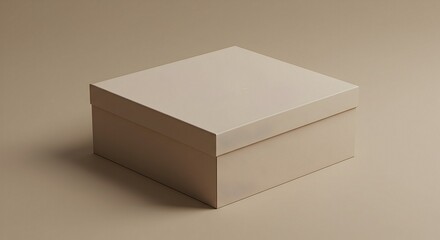 Beige Box with Lid Sitting on a Neutral Background Surface