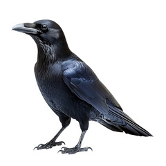 Black Raven Isolated on Transparent Background for Design Use
