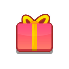 A vibrant, cartoon-style gift box icon with ribbon. Perfect for games, apps, loot crates, rewards, or in-game purchases. Enhance your UI with this eye-catching present icon
