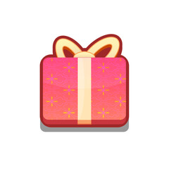 A vibrant, cartoon-style gift box icon with ribbon. Perfect for games, apps, loot crates, rewards, or in-game purchases. Enhance your UI with this eye-catching present icon