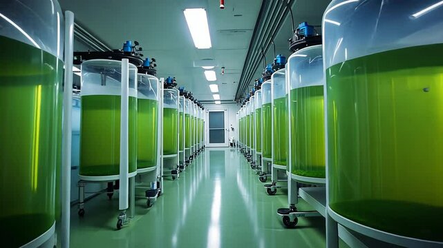 Green Algae in Large Tanks in a Modern Laboratory