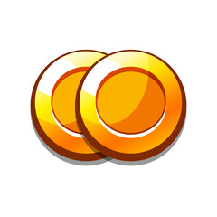 Icon gold coins casual, cartoon-style. Perfect for games, apps, loot crates, rewards, or in-game purchases.