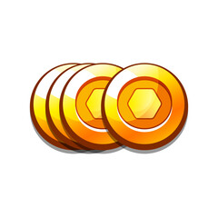 Icon gold coins casual, cartoon-style. Perfect for games, apps, loot crates, rewards, or in-game purchases.