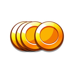 Icon gold coins casual, cartoon-style. Perfect for games, apps, loot crates, rewards, or in-game purchases.