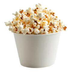 Fresh Popcorn in White Cup Isolated on Transparent Background