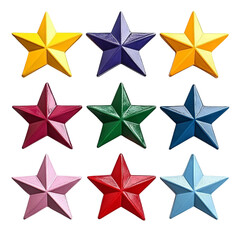 Obraz premium Colorful Star Shapes Isolated on Transparent Background for Design Purposes
