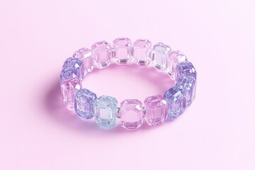 Obraz premium Elegant, pastel-toned bracelet with faceted gemstones. Circular design, featuring a gradient of light purple to lavender