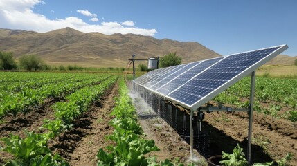 Sustainable farming solution solar powered irrigation watering crops efficiently