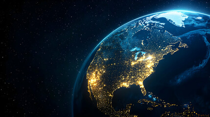 North America Night Cities Earth View