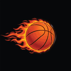Fototapeta premium Blazing Basketball: An illustration showcasing a basketball engulfed in dynamic flames, symbolizing speed, energy, and passion in the realm of sports.