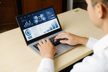 Business data dashboard provide business intelligence analytic for marketing strategy planning snugly with big data set to analyze customer demands and foreseeing business future