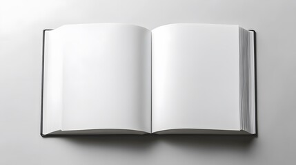 Naklejka premium Open Blank Book with White Pages on Clean White Background: Ideal for Journaling, Sketching, Writing, Art Projects, and Stationery Design Concepts