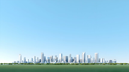 Modern City Skyline View Under Clear Sky