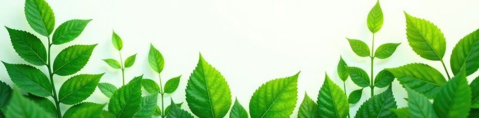 Leafy greens isolated on white background with soft focus effect, flora, nature, botanical