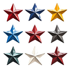Obraz premium Colorful Star Shapes Isolated on Transparent Background for Design