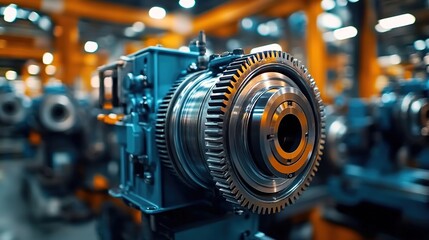 Fototapeta premium A close-up of a complex industrial gear mechanism