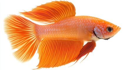 Fototapeta premium A detailed close-up of an orange Betta fish with flowing fins.