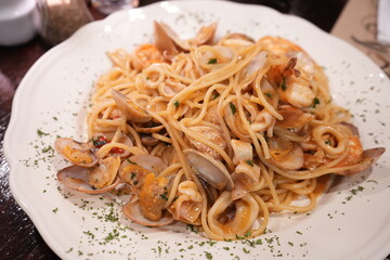 Italian Food, Seafood Pasta or Pasta Pescatore - ペスカトーレ パスタ
