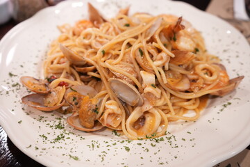Italian Food, Seafood Pasta or Pasta Pescatore - ペスカトーレ パスタ
