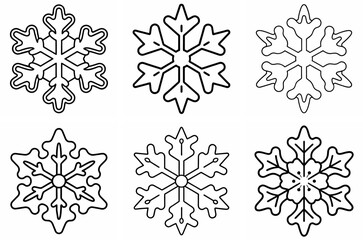 Fototapeta premium Snowflake shape gingerbread outline coloring book page line art drawing White background 