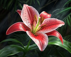 Red Lily Tropical Bloom.