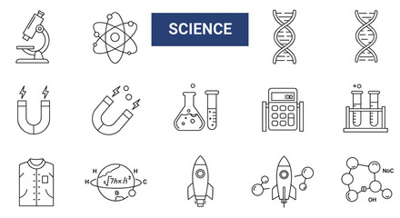Fototapeta premium Science icons set. Line art style.