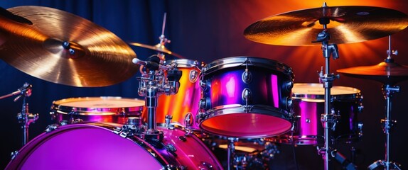 Obraz premium vibrant purple drum kit close up in music performance