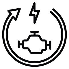 Engine Starting System icon line vector illustration
