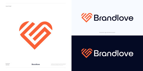 Love logo icon design vector element editable, Creative Letter E or G integrated with love sign, Symbol modern initial E or G combination with geometric monogram heart mark dynamic gradient colorful.