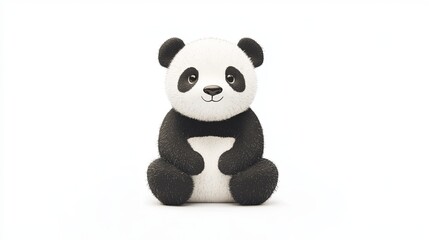 Obraz premium Cute watercolor panda sitting quietly against a white background, showcasing minimalist artistic style and endearing features perfect for animal lovers and art enthusiasts